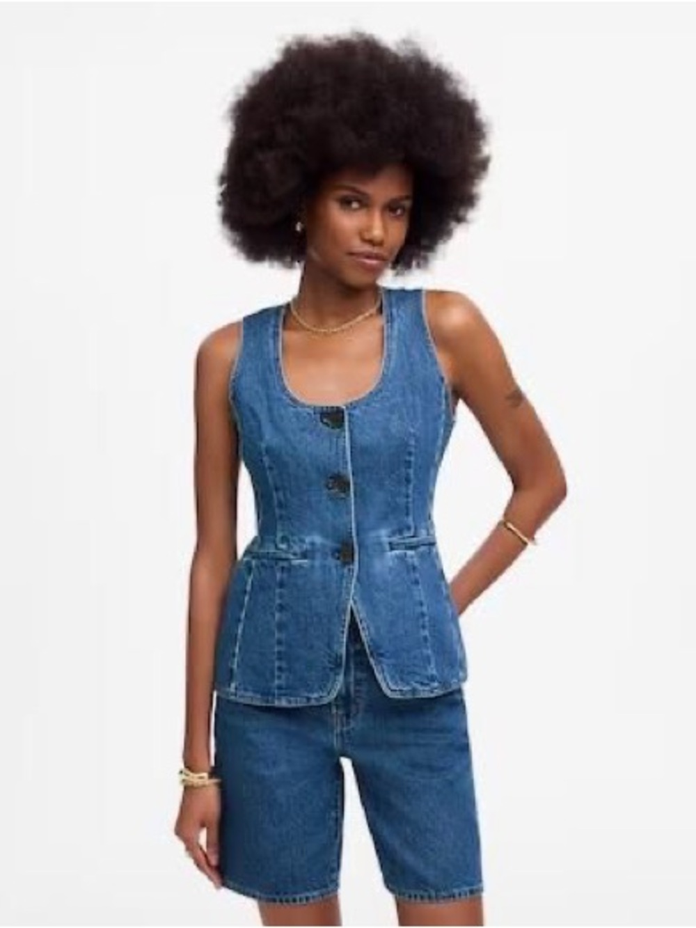 Madewell Denim Scoopneck Cutaway Vest in Dowe Wash